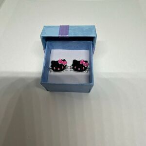 Hello Kitty Stud Earrings Black & Pink – NEW